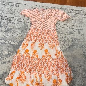 NWOT Ro’s Garden Orange Floral Midi Dress